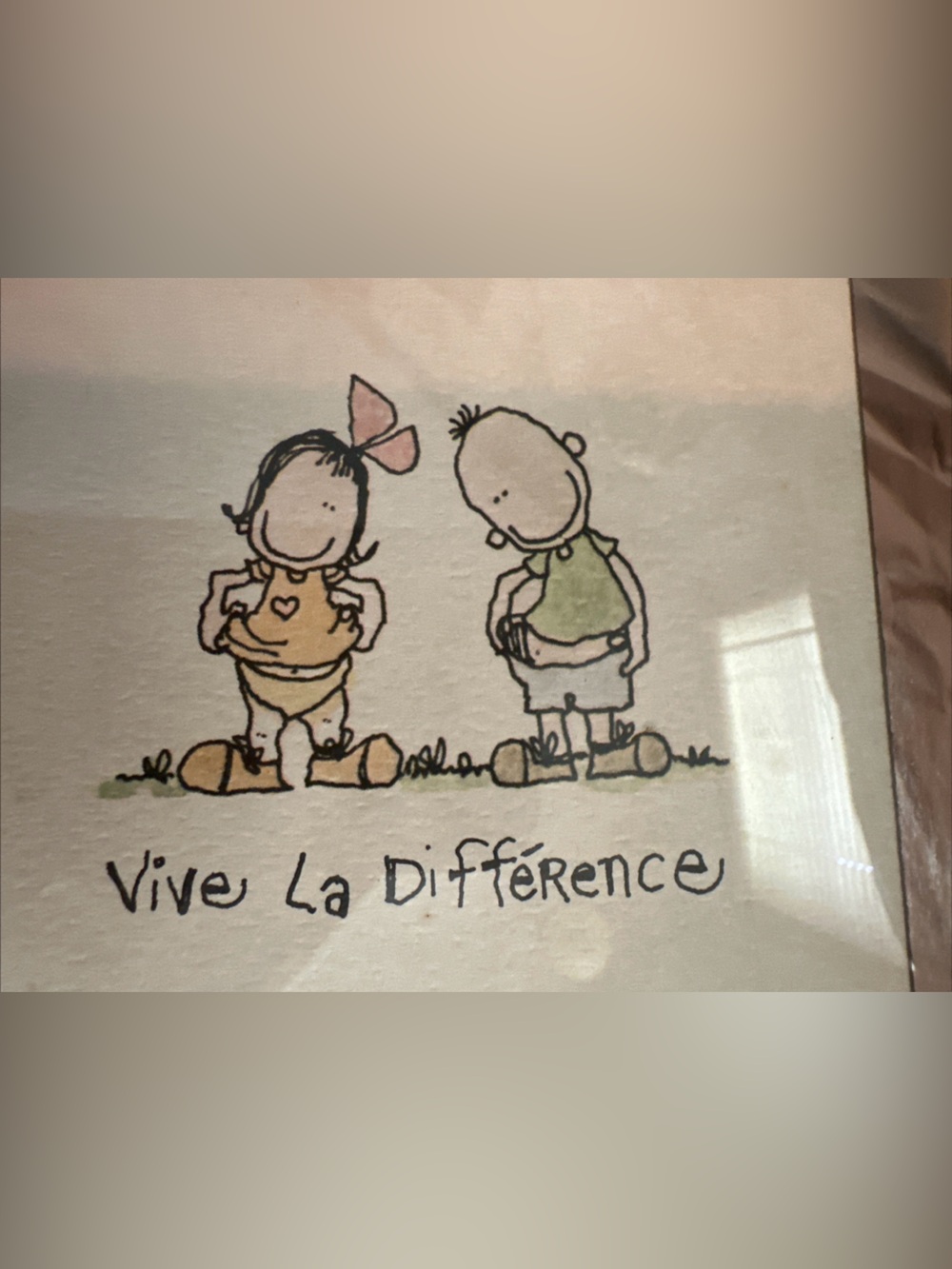 William Logan vintage 1978 Vive La Difference hanging bathroom framed picture